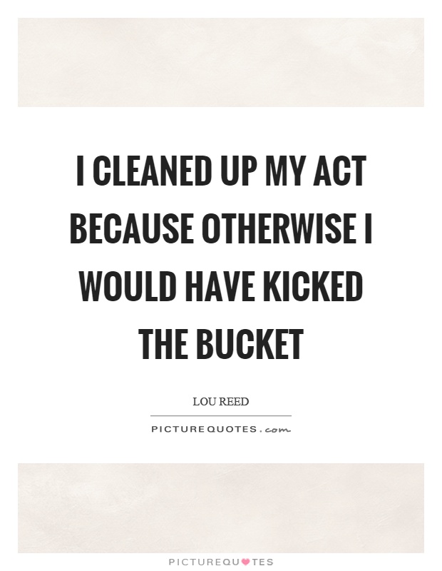 I cleaned up my act because otherwise I would have kicked the bucket Picture Quote #1