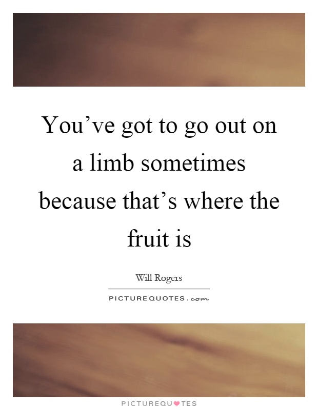 You've got to go out on a limb sometimes because that's where the fruit is Picture Quote #1
