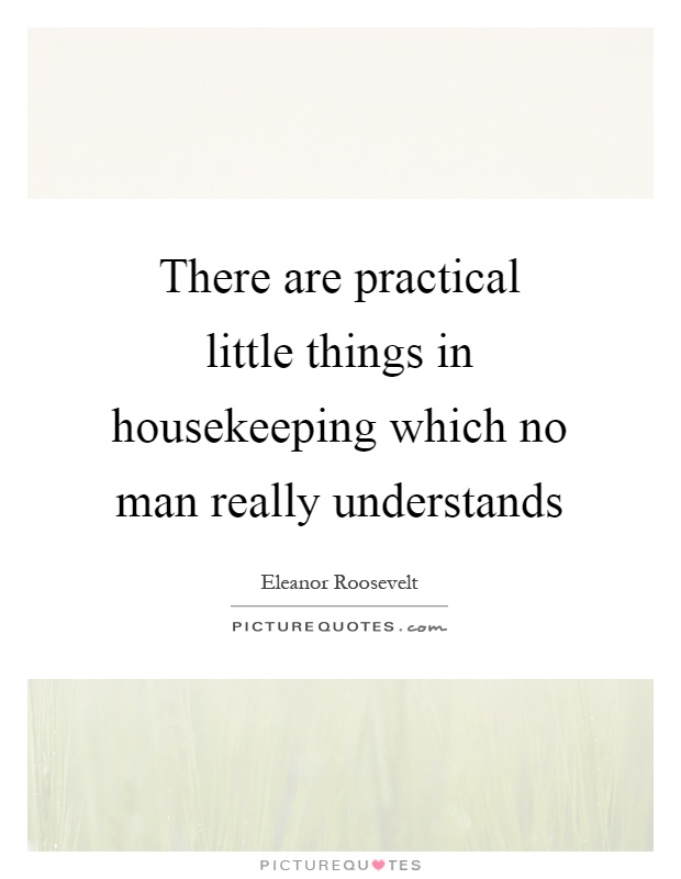 There are practical little things in housekeeping which no man really understands Picture Quote #1