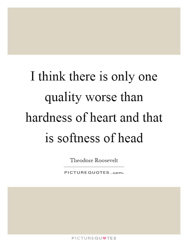 I think there is only one quality worse than hardness of heart and that is softness of head Picture Quote #1