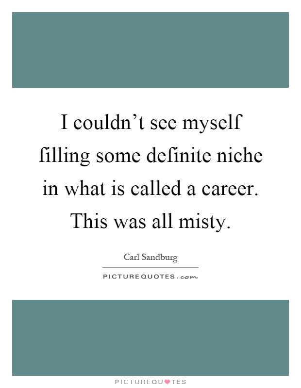 I couldn't see myself filling some definite niche in what is called a career. This was all misty Picture Quote #1