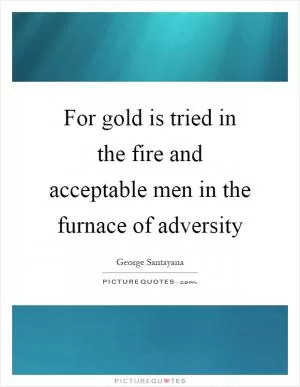 For gold is tried in the fire and acceptable men in the furnace of adversity Picture Quote #1