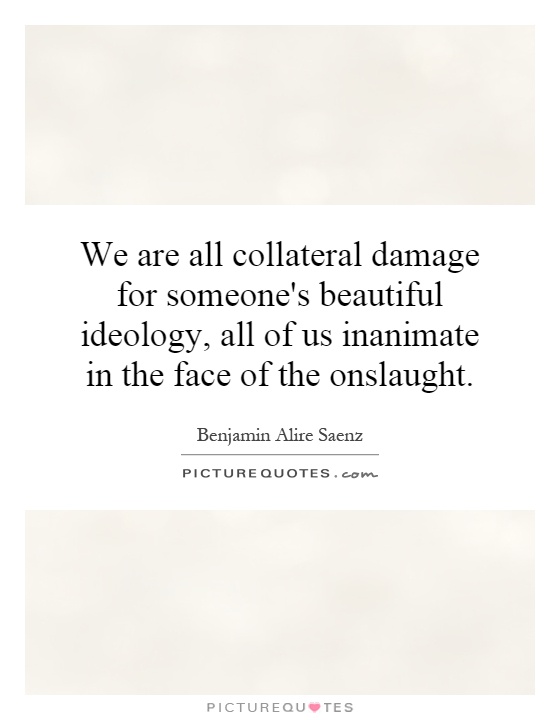 We are all collateral damage for someone's beautiful ideology, all of us inanimate in the face of the onslaught Picture Quote #1