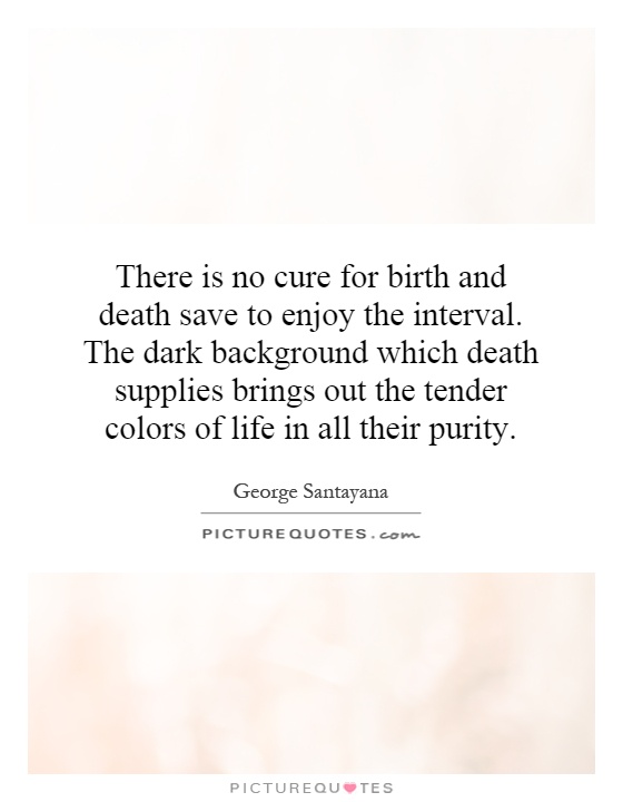 There is no cure for birth and death save to enjoy the interval. The dark background which death supplies brings out the tender colors of life in all their purity Picture Quote #1