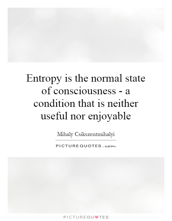 Entropy is the normal state of consciousness - a condition that is neither useful nor enjoyable Picture Quote #1