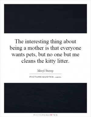 The interesting thing about being a mother is that everyone wants pets, but no one but me cleans the kitty litter Picture Quote #1