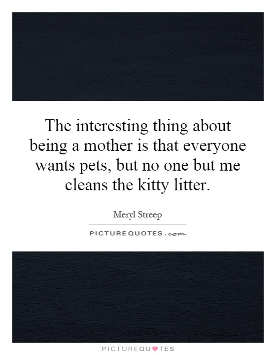The interesting thing about being a mother is that everyone wants pets, but no one but me cleans the kitty litter Picture Quote #1