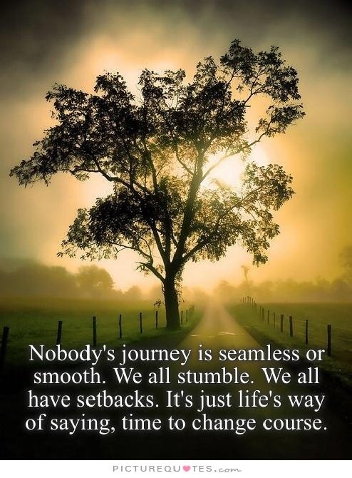 Nobody's journey is seamless or smooth. We all stumble. We all have setbacks. It's just life's way of saying, time to change course Picture Quote #2
