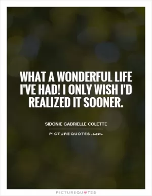 What a wonderful life I've had! I only wish I'd realized it sooner Picture Quote #1