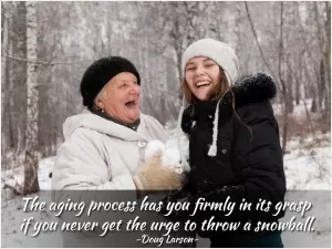 The aging process has you firmly in its grasp if you never get the urge to throw a snowball Picture Quote #1