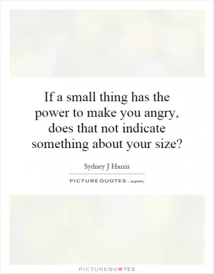 If a small thing has the power to make you angry, does that not indicate something about your size? Picture Quote #1