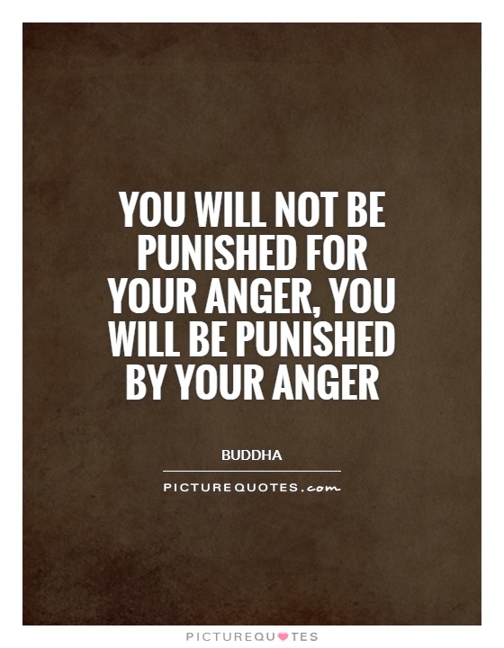 You will not be punished for your anger, you will be punished by your anger Picture Quote #1