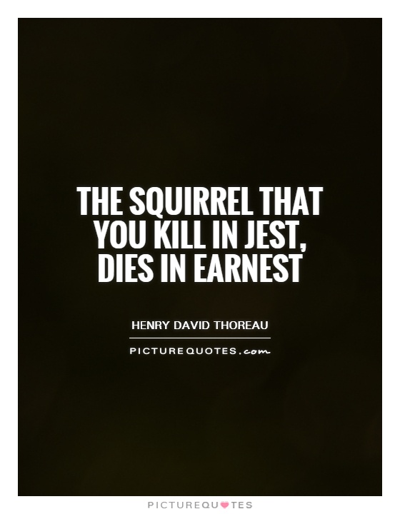 The squirrel that you kill in jest, dies in earnest Picture Quote #1