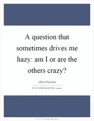 A question that sometimes drives me hazy: am I or are the others crazy? Picture Quote #1