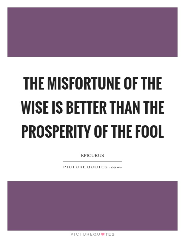 The misfortune of the wise is better than the prosperity of the fool Picture Quote #1