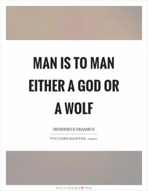 Man is to man either a God or a wolf Picture Quote #1
