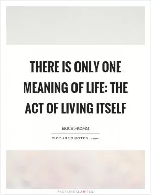 There is only one meaning of life: the act of living itself Picture Quote #1