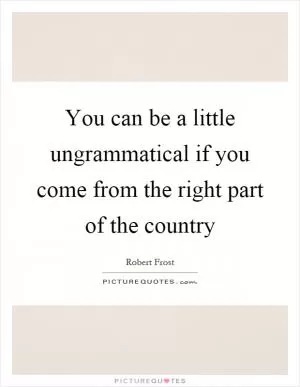 You can be a little ungrammatical if you come from the right part of the country Picture Quote #1