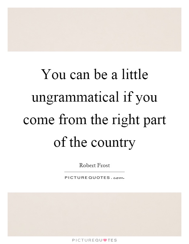 You can be a little ungrammatical if you come from the right part of the country Picture Quote #1