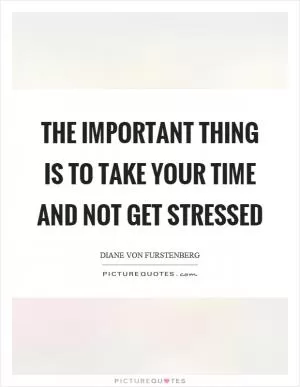 The important thing is to take your time and not get stressed Picture Quote #1