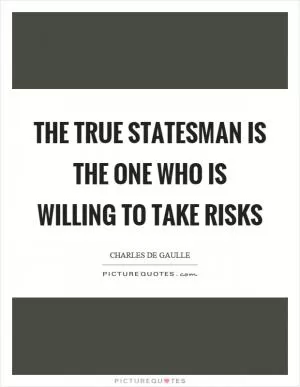 The true statesman is the one who is willing to take risks Picture Quote #1