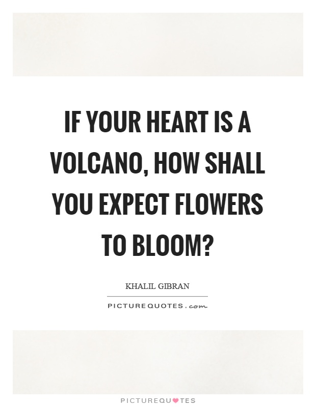 If your heart is a volcano, how shall you expect flowers to bloom? Picture Quote #1