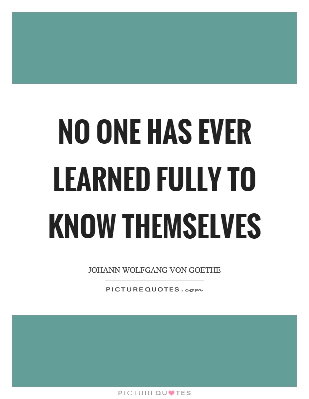 No one has ever learned fully to know themselves Picture Quote #1