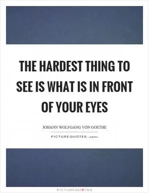 The hardest thing to see is what is in front of your eyes Picture Quote #1