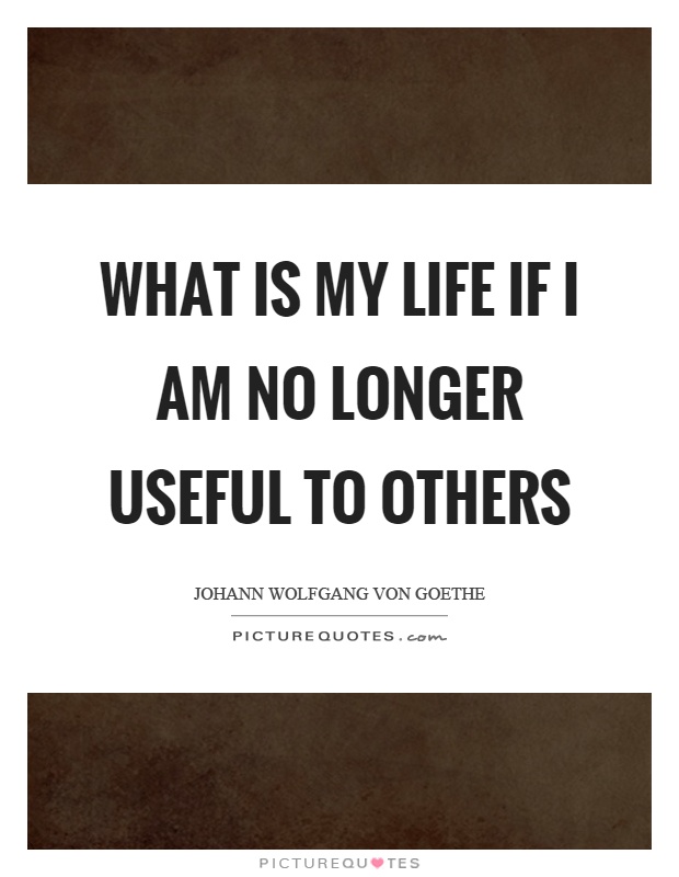 What is my life if I am no longer useful to others Picture Quote #1