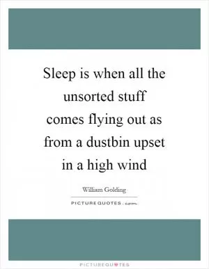 Sleep is when all the unsorted stuff comes flying out as from a dustbin upset in a high wind Picture Quote #1