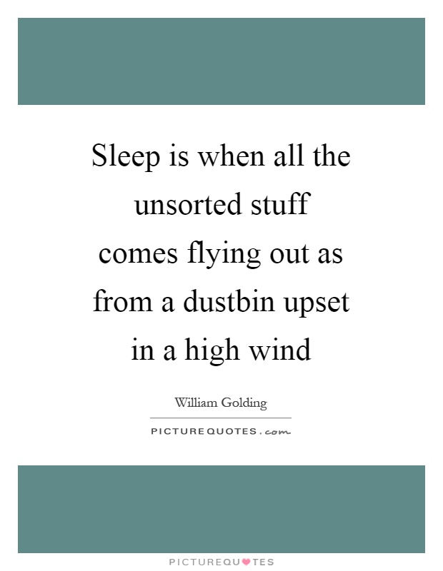 Sleep is when all the unsorted stuff comes flying out as from a dustbin upset in a high wind Picture Quote #1