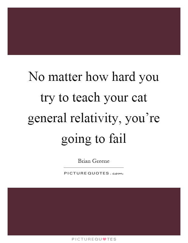 No matter how hard you try to teach your cat general relativity, you're going to fail Picture Quote #1
