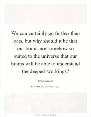 We can certainly go further than cats, but why should it be that our brains are somehow so suited to the universe that our brains will be able to understand the deepest workings? Picture Quote #1