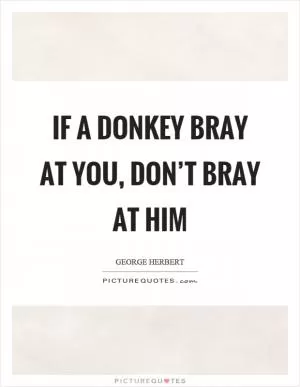 If a donkey bray at you, don’t bray at him Picture Quote #1