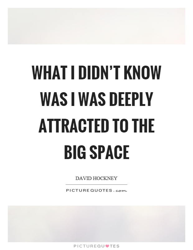 What I didn't know was I was deeply attracted to the big space Picture Quote #1
