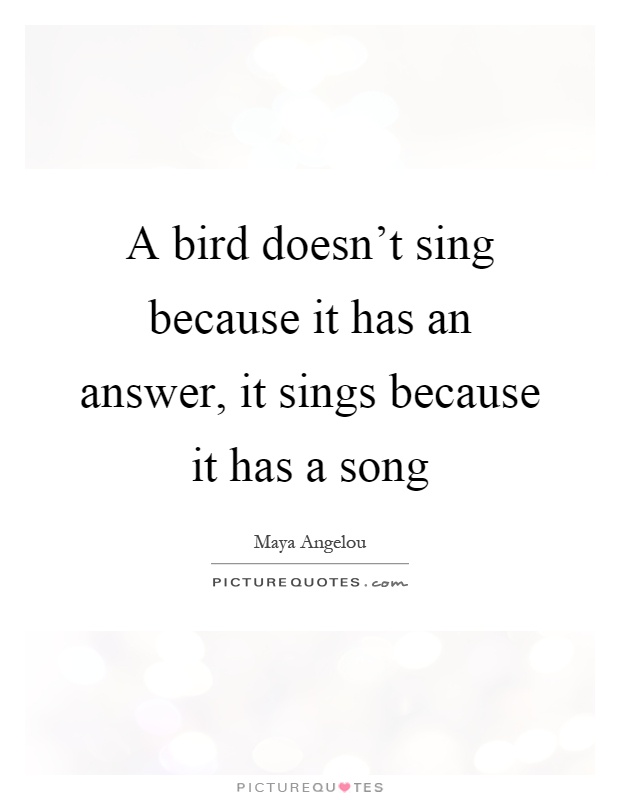 A bird doesn't sing because it has an answer, it sings because it has a song Picture Quote #1