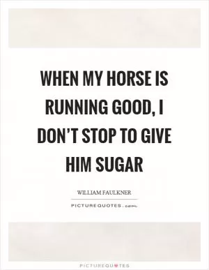 When my horse is running good, I don’t stop to give him sugar Picture Quote #1