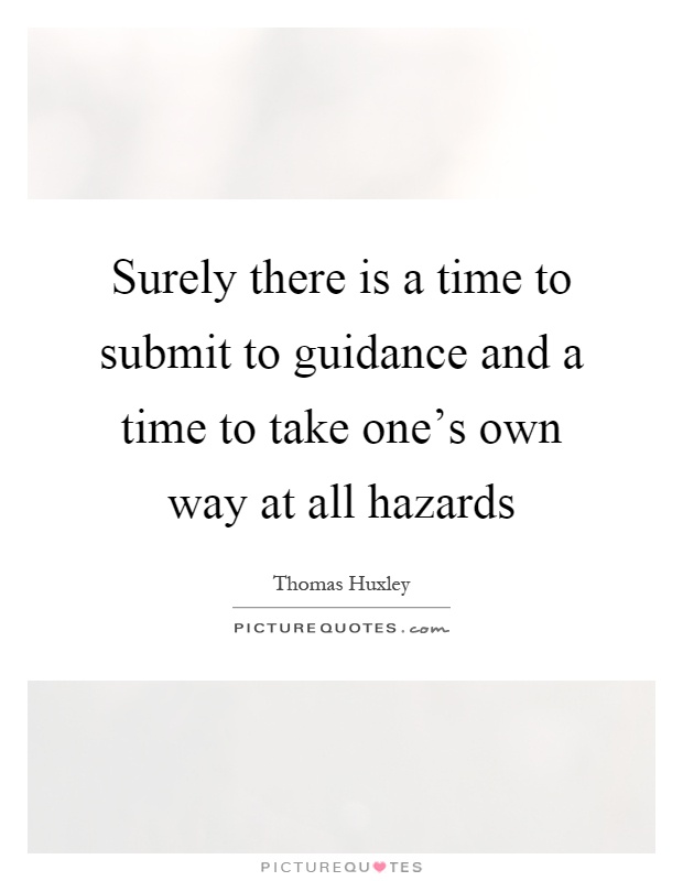 Surely there is a time to submit to guidance and a time to take one's own way at all hazards Picture Quote #1