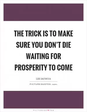 The trick is to make sure you don’t die waiting for prosperity to come Picture Quote #1