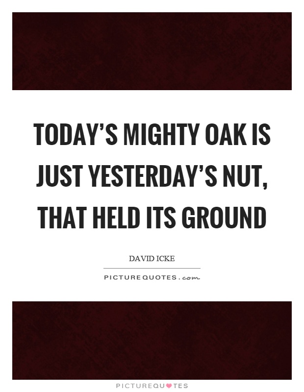 Today's mighty oak is just yesterday's nut, that held its ground Picture Quote #1