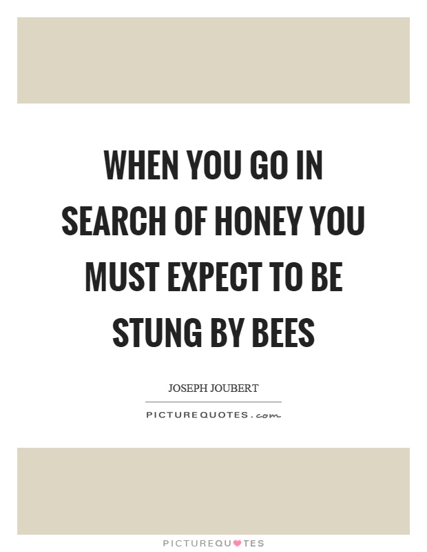 When you go in search of honey you must expect to be stung by bees Picture Quote #1