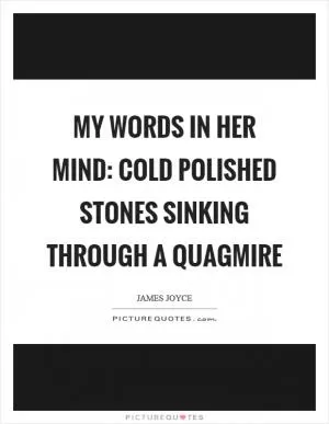My words in her mind: cold polished stones sinking through a quagmire Picture Quote #1