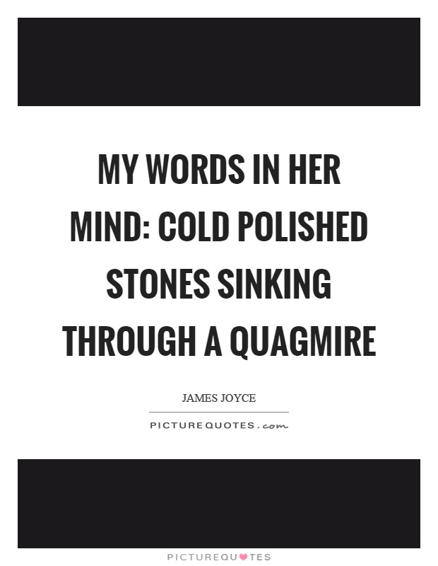 My words in her mind: cold polished stones sinking through a quagmire Picture Quote #1