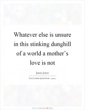 Whatever else is unsure in this stinking dunghill of a world a mother’s love is not Picture Quote #1