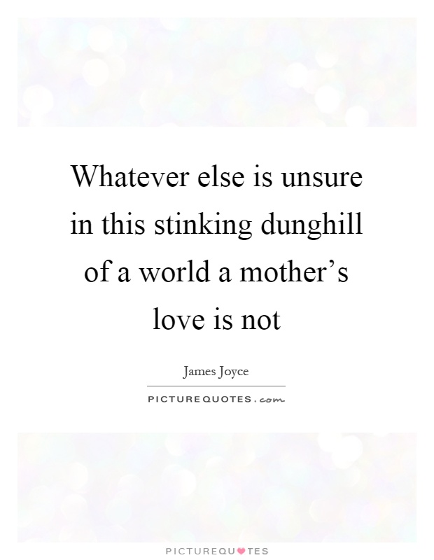 Whatever else is unsure in this stinking dunghill of a world a mother's love is not Picture Quote #1