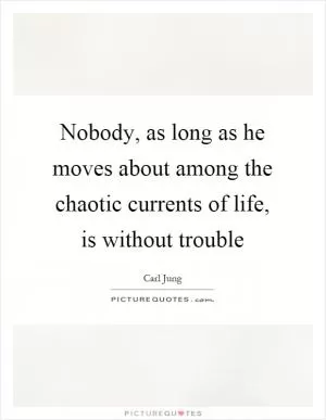 Nobody, as long as he moves about among the chaotic currents of life, is without trouble Picture Quote #1