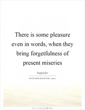 There is some pleasure even in words, when they bring forgetfulness of present miseries Picture Quote #1