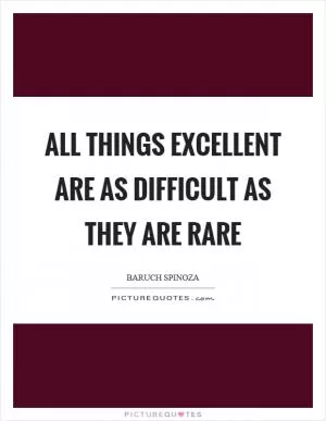 All things excellent are as difficult as they are rare Picture Quote #1