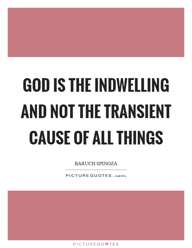 God is the indwelling and not the transient cause of all things Picture Quote #1