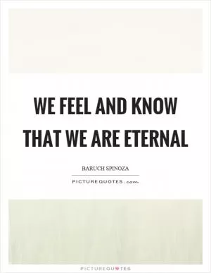We feel and know that we are eternal Picture Quote #1
